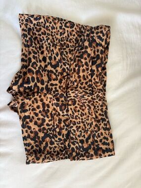 Leopard Print Foldover Mini Shorts
